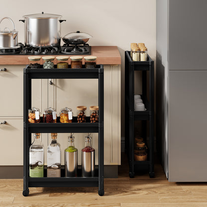 3-Tier Slim Rolling Storage Cart 2-Pack Mobile Bathroom Organizer with Wheels, Black Kitchen Islands & Carts at Gallery Canada