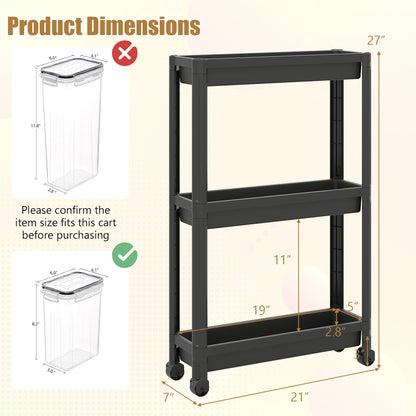 3-Tier Slim Rolling Storage Cart 2-Pack Mobile Bathroom Organizer with Wheels, Black Kitchen Islands & Carts at Gallery Canada