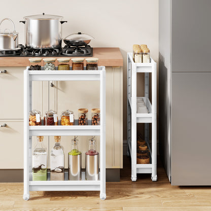 3-Tier Slim Rolling Storage Cart 2-Pack Mobile Bathroom Organizer with Wheels, White Kitchen Islands & Carts at Gallery Canada