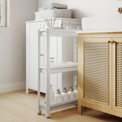 3-Tier Slim Rolling Storage Cart 2-Pack Mobile Bathroom Organizer with Wheels, White Kitchen Islands & Carts at Gallery Canada