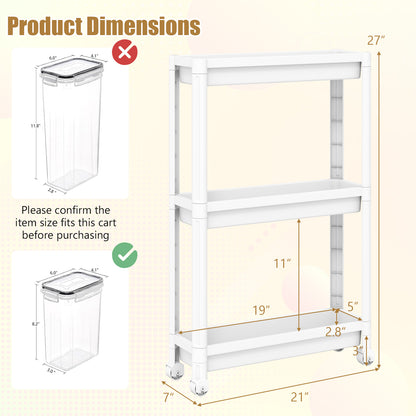 3-Tier Slim Rolling Storage Cart 2-Pack Mobile Bathroom Organizer with Wheels, White Kitchen Islands & Carts at Gallery Canada