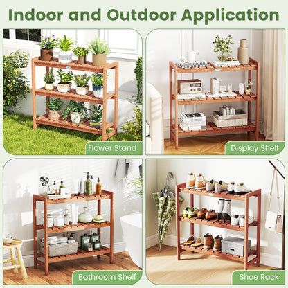 3-Tier Solid Wood Plant Stand with Slatted Shelves, Natural Plant Stands at Gallery Canada