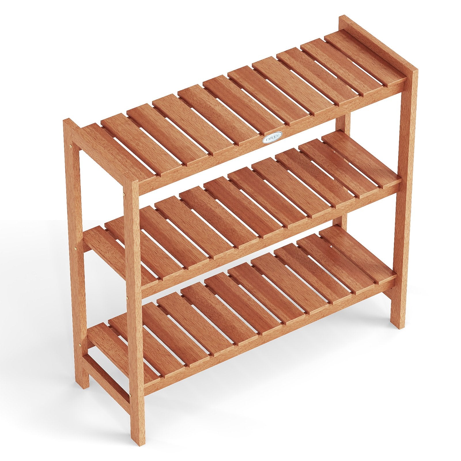 3-Tier Solid Wood Plant Stand with Slatted Shelves, Natural Plant Stands at Gallery Canada