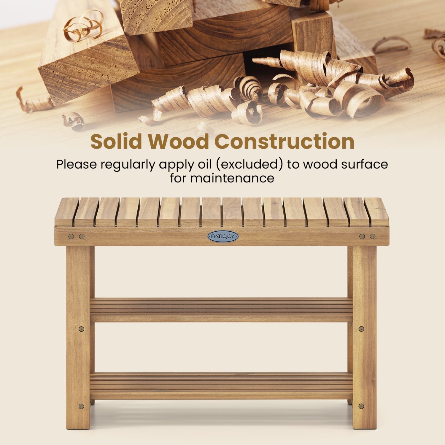 3-Tier Solid Wood Shoe Rack Bench With Slatted Shelves, M Shoe Racks & Storage Benches at Gallery Canada