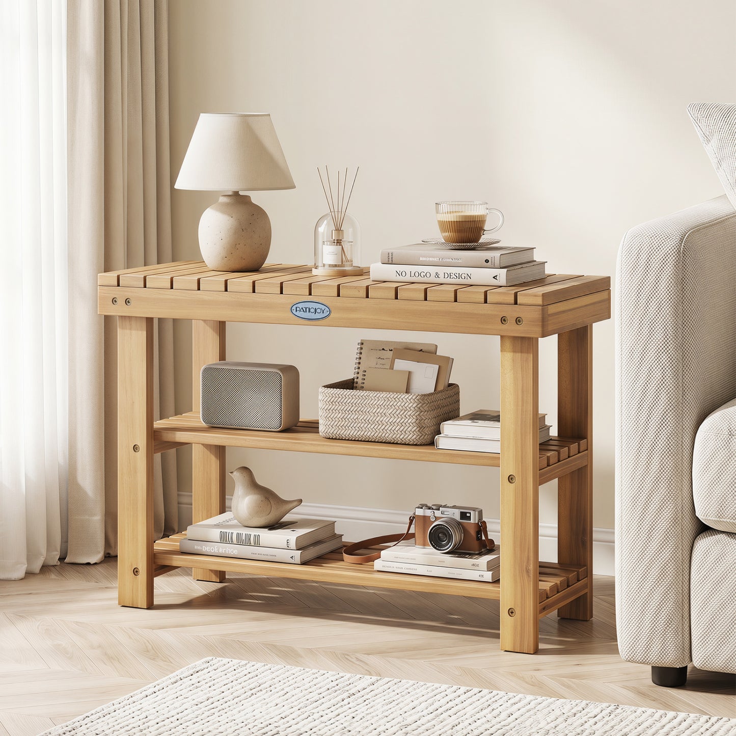 3-Tier Solid Wood Shoe Rack Bench With Slatted Shelves, M Shoe Racks & Storage Benches at Gallery Canada