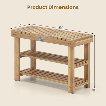 3-Tier Solid Wood Shoe Rack Bench With Slatted Shelves, M Shoe Racks & Storage Benches at Gallery Canada