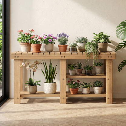 3-Tier Solid Wood Shoe Rack Bench With Slatted Shelves Shoe Racks & Storage Benches at Gallery Canada