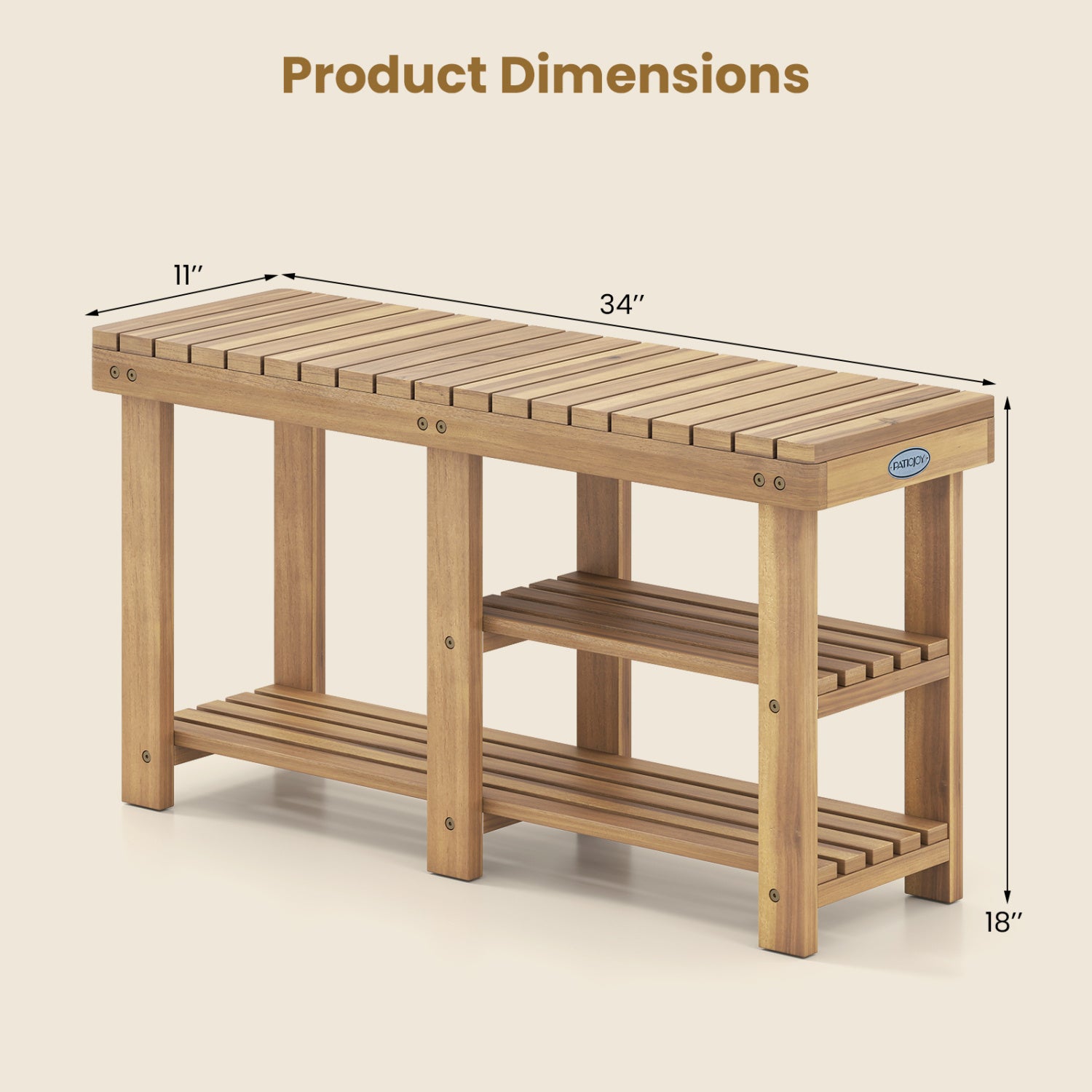 3-Tier Solid Wood Shoe Rack Bench With Slatted Shelves Shoe Racks & Storage Benches at Gallery Canada