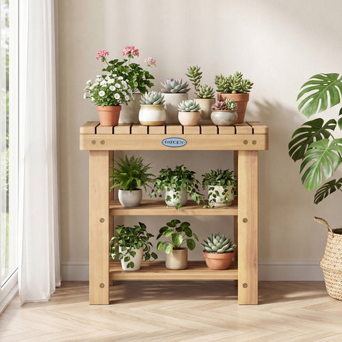 3-Tier Solid Wood Shoe Rack Bench, S