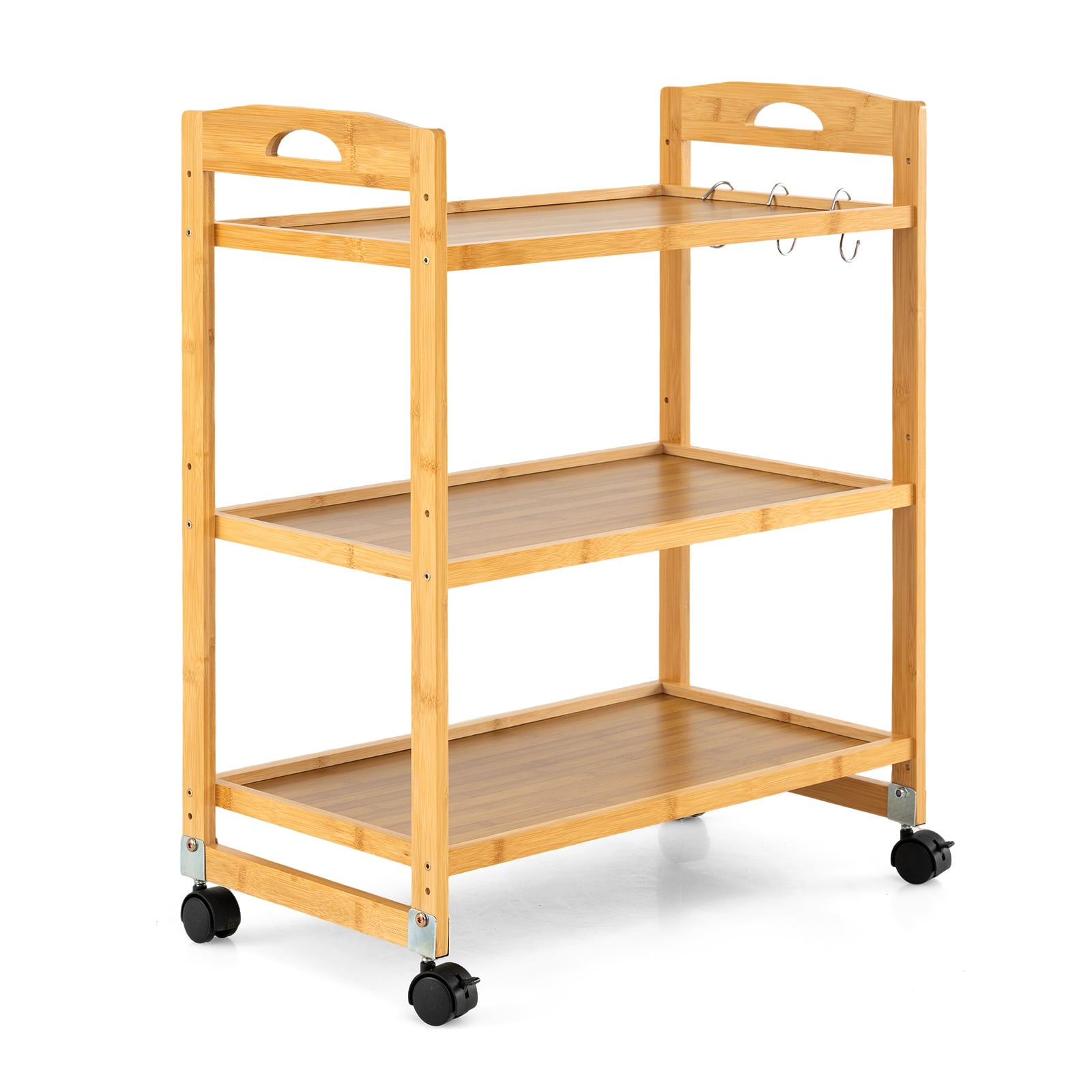 3-Tier Rolling Cart, Bamboo Utility Cart, 4 Universal Wheels, Natural File Cabinets Natural at Gallery Canada