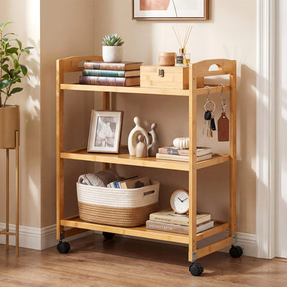 3-Tier Rolling Cart, Bamboo Utility Cart, 4 Universal Wheels, Natural File Cabinets at Gallery Canada