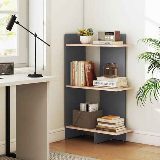 3 Tier Wooden Bookshelf With Anti-Tipping Kit, Oak Bookcases Oak at Gallery Canada