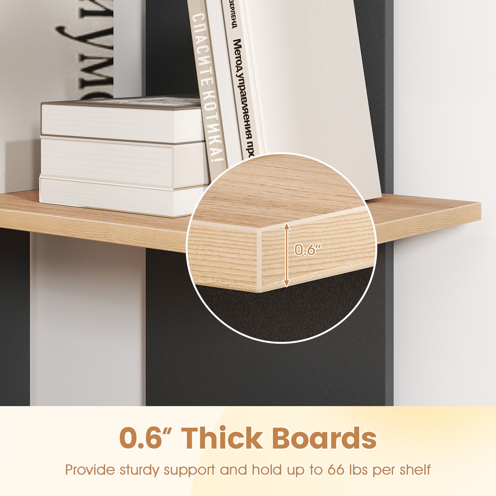 3 Tier Wooden Bookshelf With Anti-Tipping Kit, Oak Bookcases at Gallery Canada