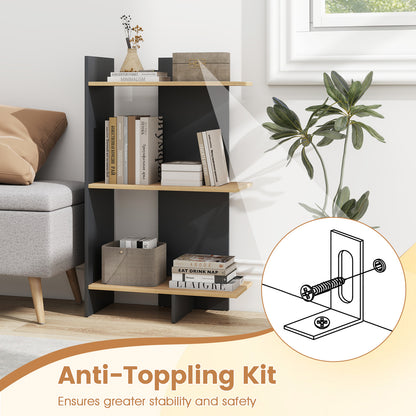 3 Tier Wooden Bookshelf With Anti-Tipping Kit, Oak Bookcases at Gallery Canada