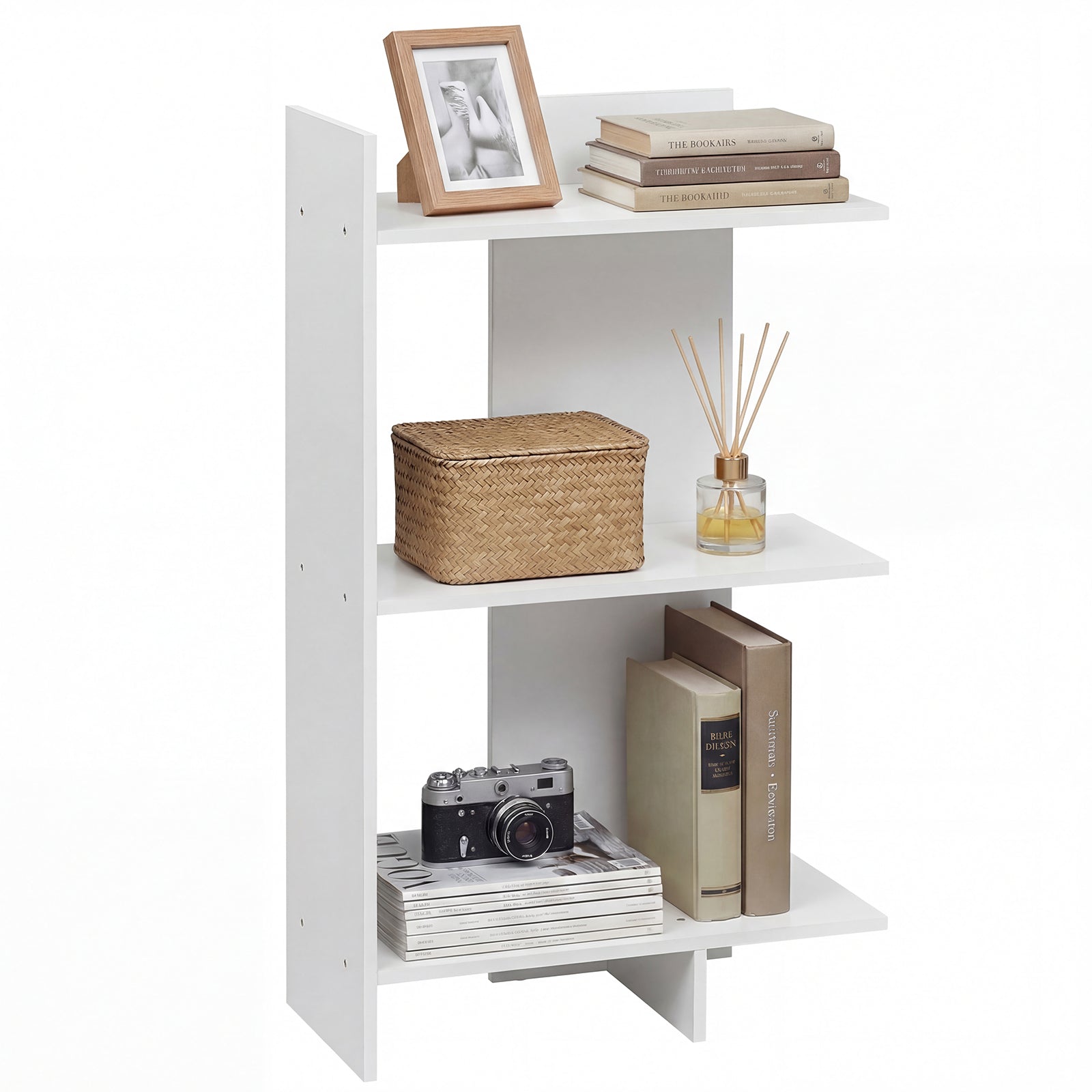 3 Tier Wooden Bookshelf, Anti-Tipping Kit, White Bookcases White at Gallery Canada