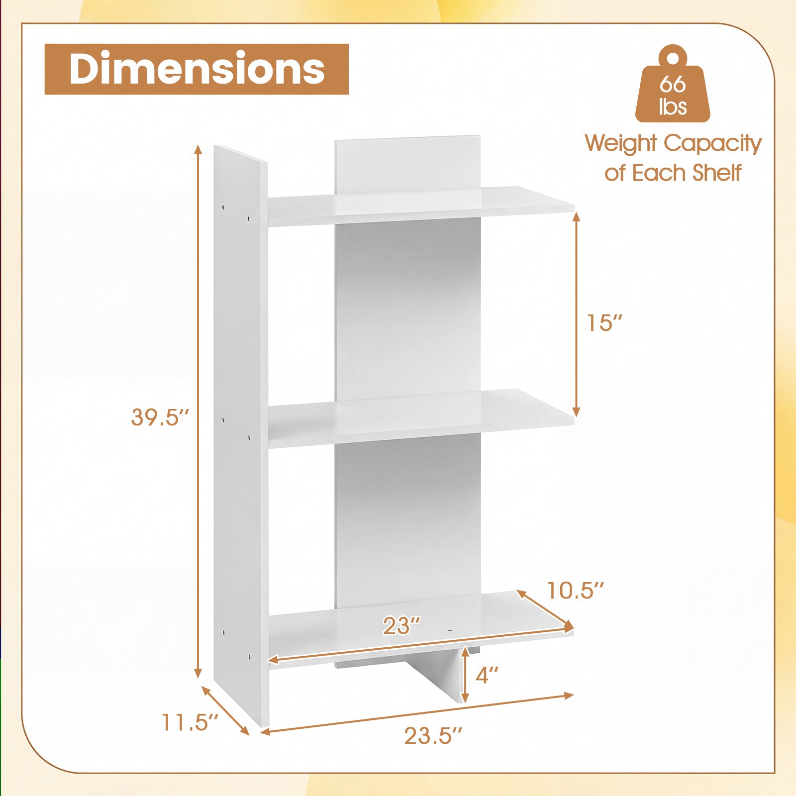 3 Tier Wooden Bookshelf, Anti-Tipping Kit, White Bookcases at Gallery Canada