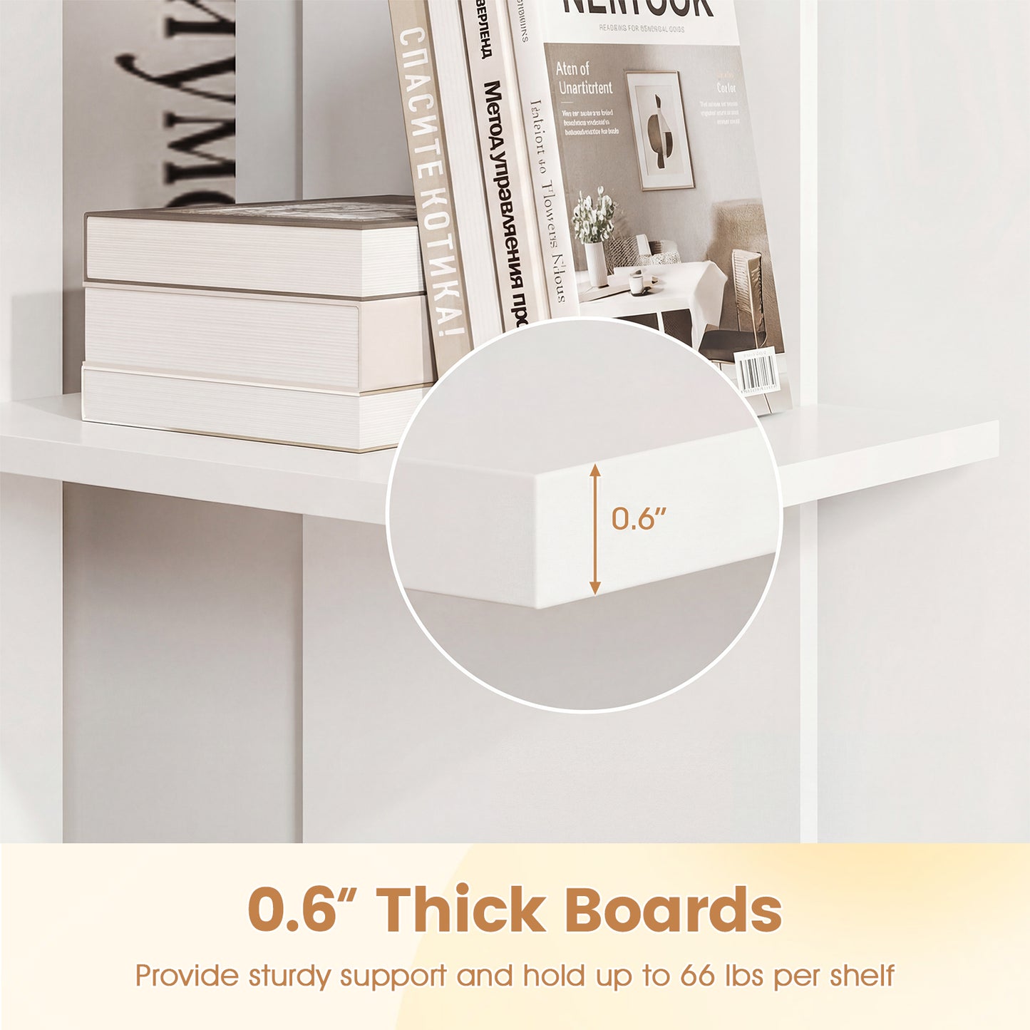 3 Tier Wooden Bookshelf, Anti-Tipping Kit, White Bookcases at Gallery Canada