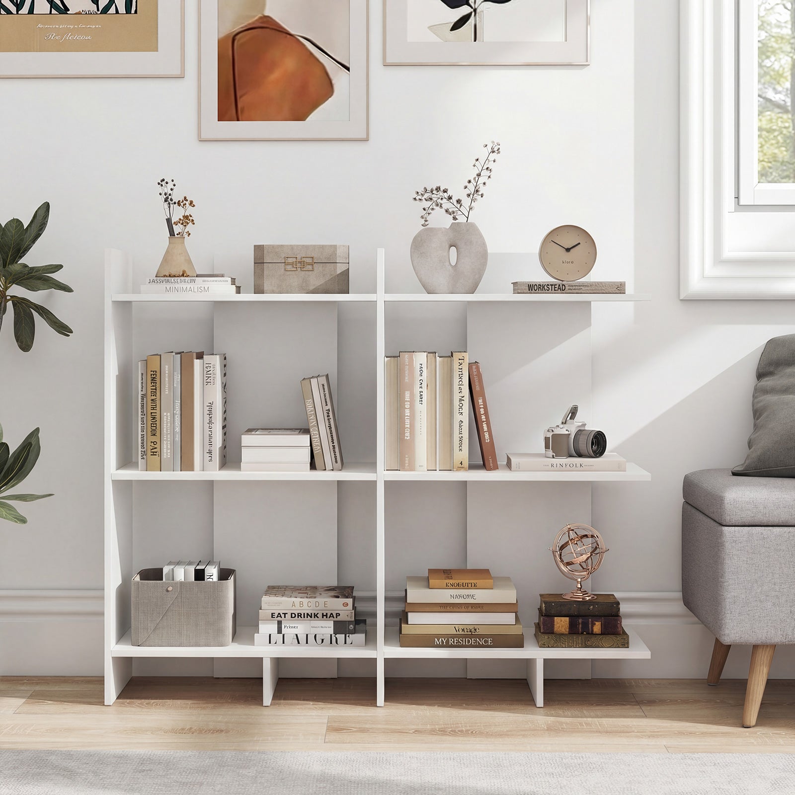 3 Tier Wooden Bookshelf, Anti-Tipping Kit, White Bookcases at Gallery Canada