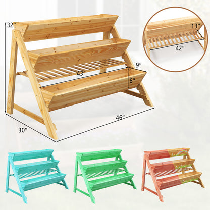 3 Tier Wooden Vertical Raised Garden Bed, Natural Raised Garden Beds at Gallery Canada