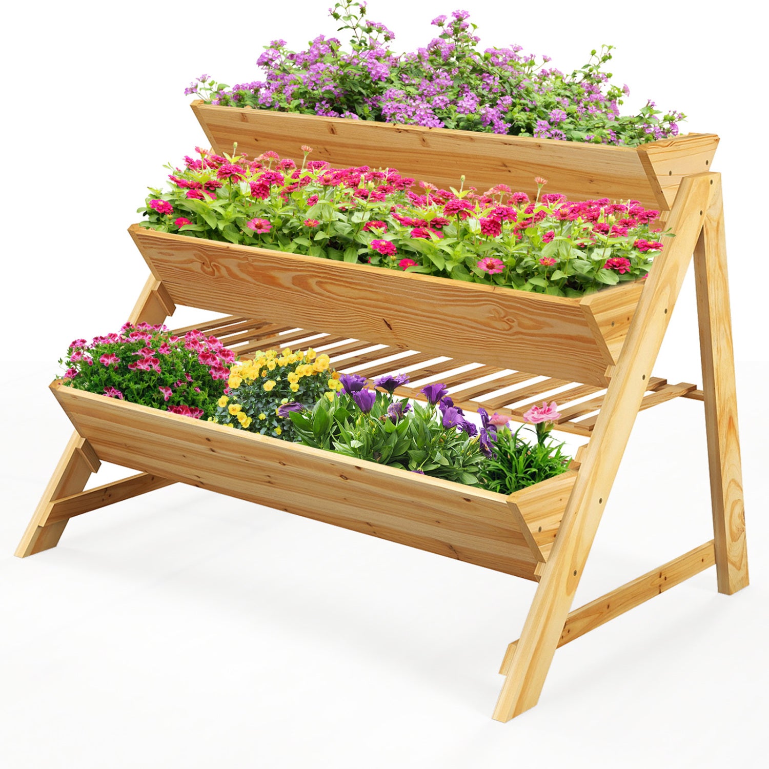 3 Tier Wooden Vertical Raised Garden Bed, Natural Raised Garden Beds at Gallery Canada
