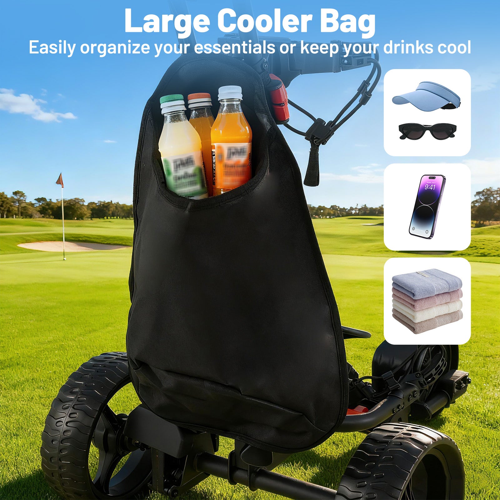 3 Wheel Golf Bag Cart with Adjustable Handle and 9 Speed Settings Golf at Gallery Canada