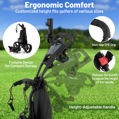 3 Wheel Golf Bag Cart with Adjustable Handle and 9 Speed Settings Golf at Gallery Canada