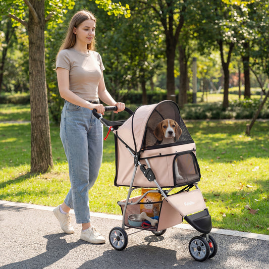 3 Wheel Pet Stroller For Small Dogs Cats Up To 33 Lbs, Beige Cat Supplies Beige at Gallery Canada
