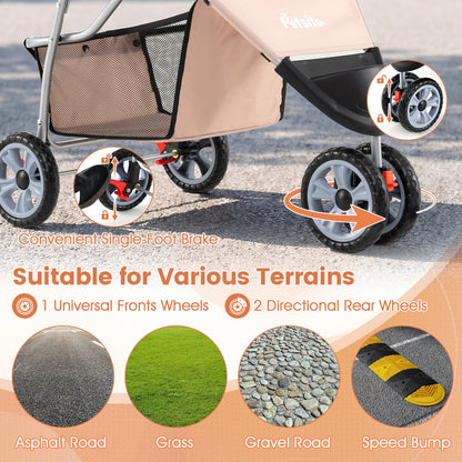 3 Wheel Pet Stroller For Small Dogs Cats Up To 33 Lbs, Beige Cat Supplies at Gallery Canada