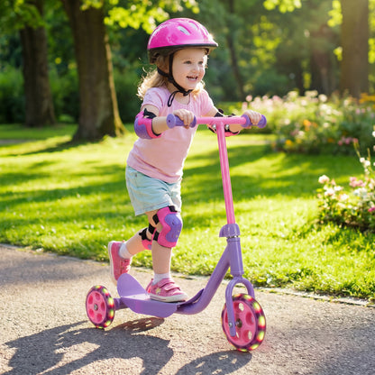3 Wheels Scooter for Kids Age 2+ with LED Light-Up Wheels and Wide Anti-Slip Deck, Purple Scooters at Gallery Canada