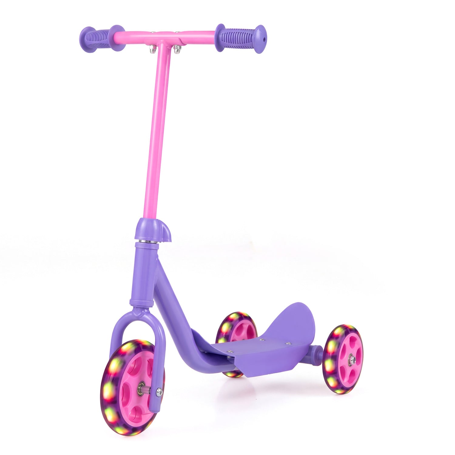 3 Wheels Scooter for Kids Age 2+ with LED Light-Up Wheels and Wide Anti-Slip Deck, Purple Scooters at Gallery Canada