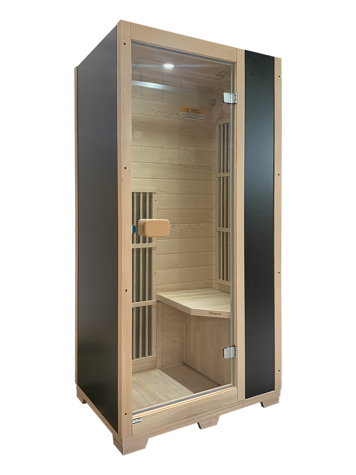 Vienna | Far Infrared Sauna | Canadian Hemlock Very Low EMF | 72.8"H x 35.4"W x 25.6"D | 1 Person Saunas Black at Gallery Canada