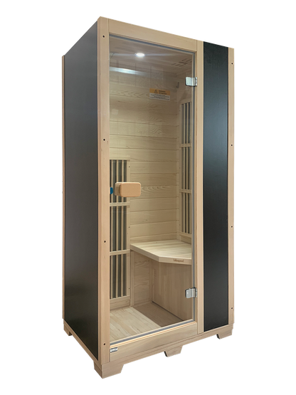 Vienna | Far Infrared Sauna | Canadian Hemlock Very Low EMF | 72.8"H x 35.4"W x 25.6"D | 1 Person Saunas Black at Gallery Canada