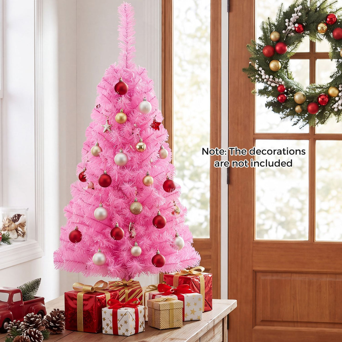 3 ft Artificial Christmas Mini Tree With Stand, Pink