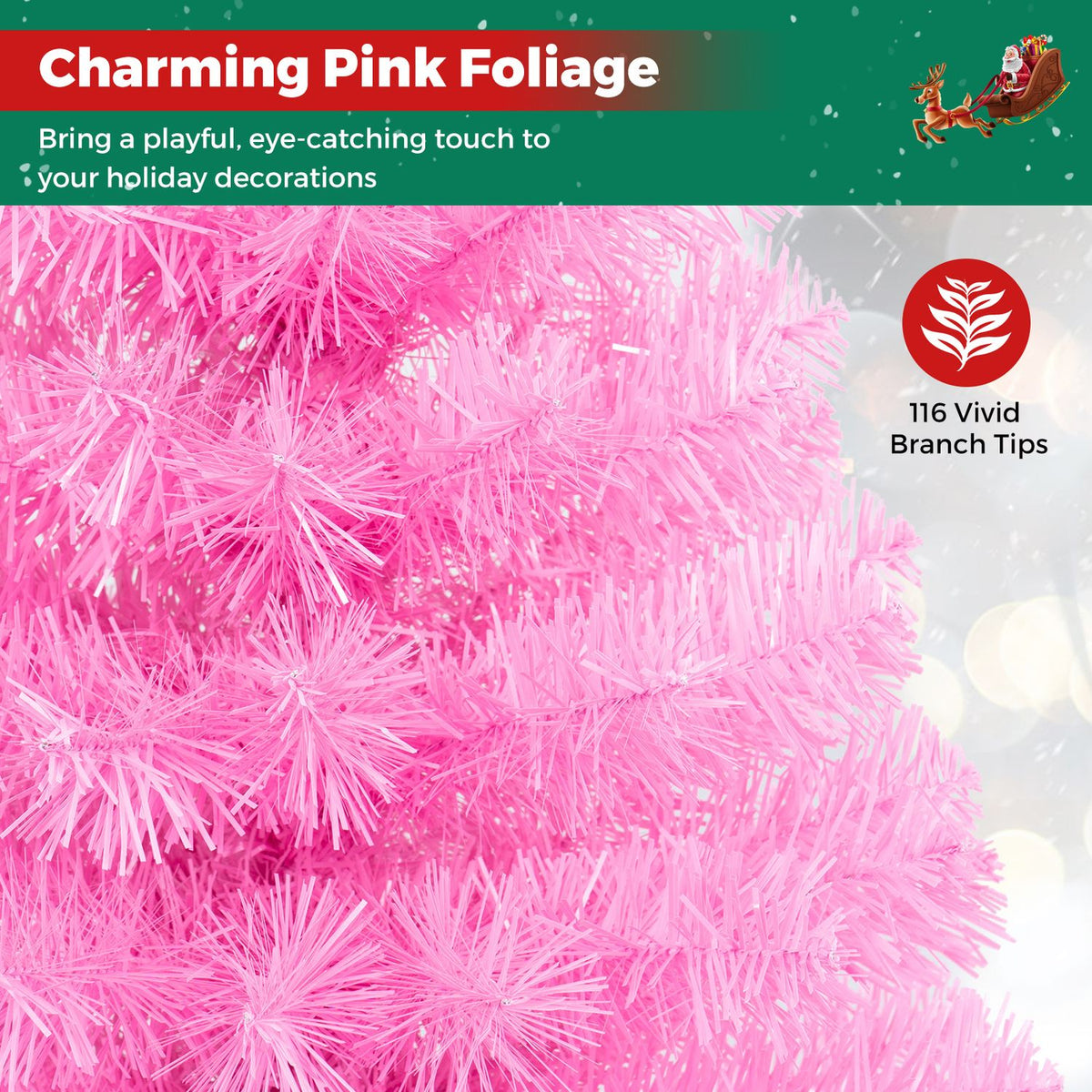 3 ft Artificial Christmas Mini Tree With Stand, Pink