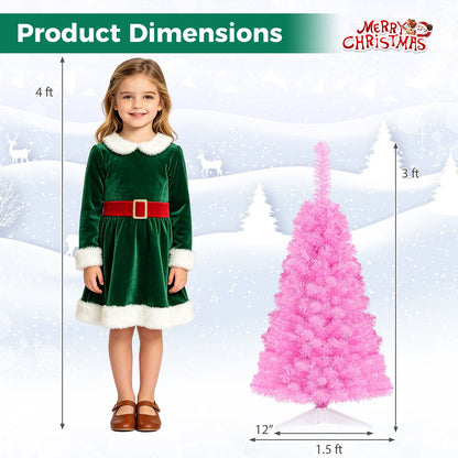 3 ft Artificial Christmas Mini Tree With Stand, Pink