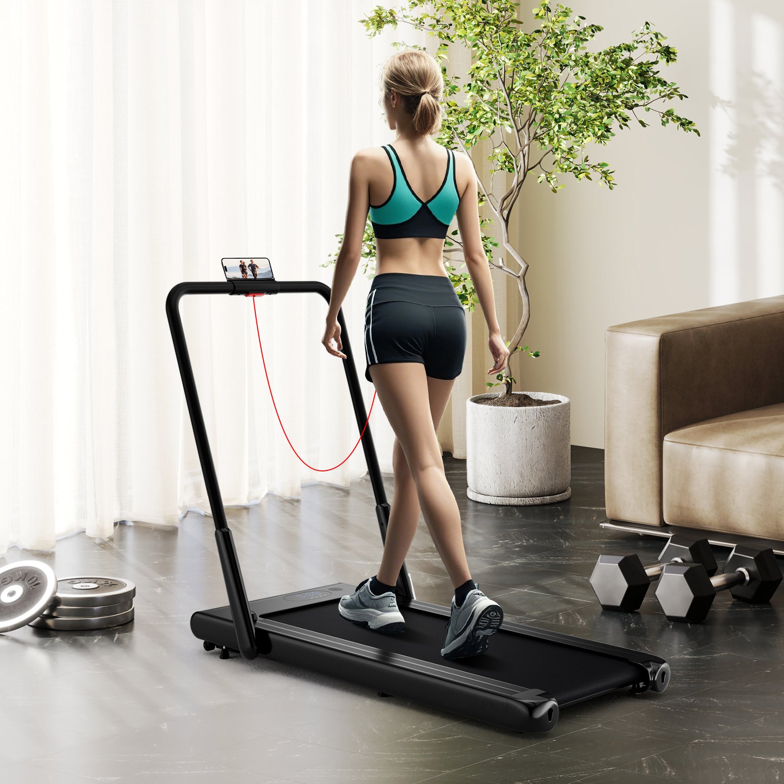 3-in-1 3HP Folding Treadmill with Smart Apps Remote Control and Speakers, Black Sports at Gallery Canada