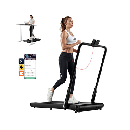 3-in-1 3HP Folding Treadmill with Smart Apps Remote Control and Speakers, Black Sports Black at Gallery Canada