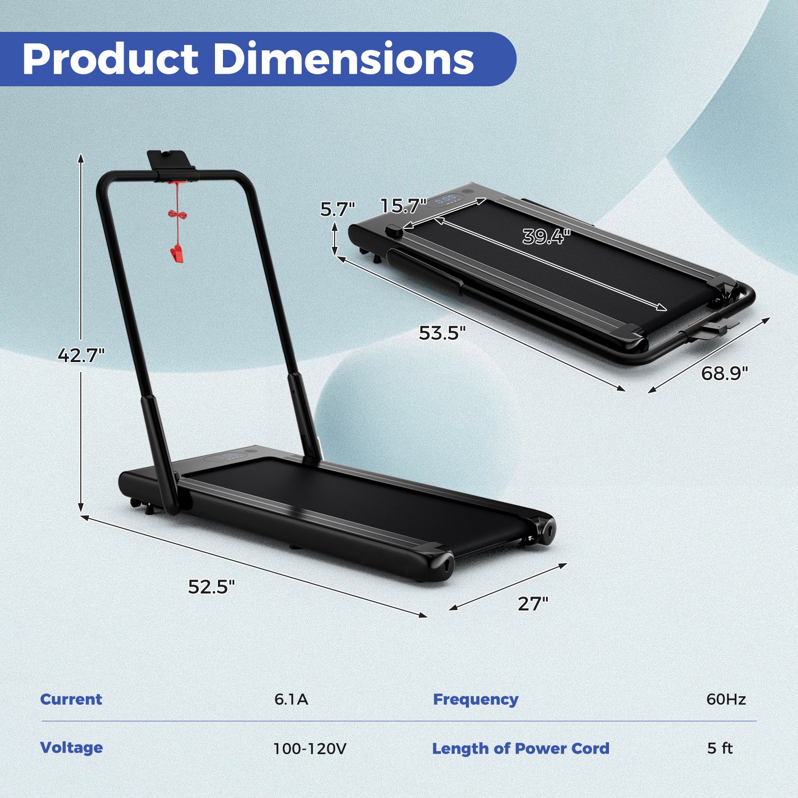 3-in-1 3HP Folding Treadmill with Smart Apps Remote Control and Speakers, Black Sports at Gallery Canada