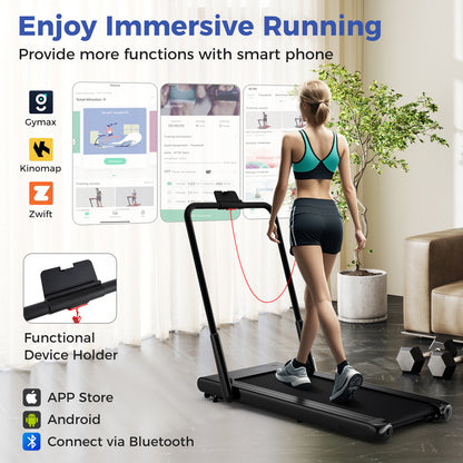 3-in-1 3HP Folding Treadmill with Smart Apps Remote Control and Speakers, Black Sports at Gallery Canada