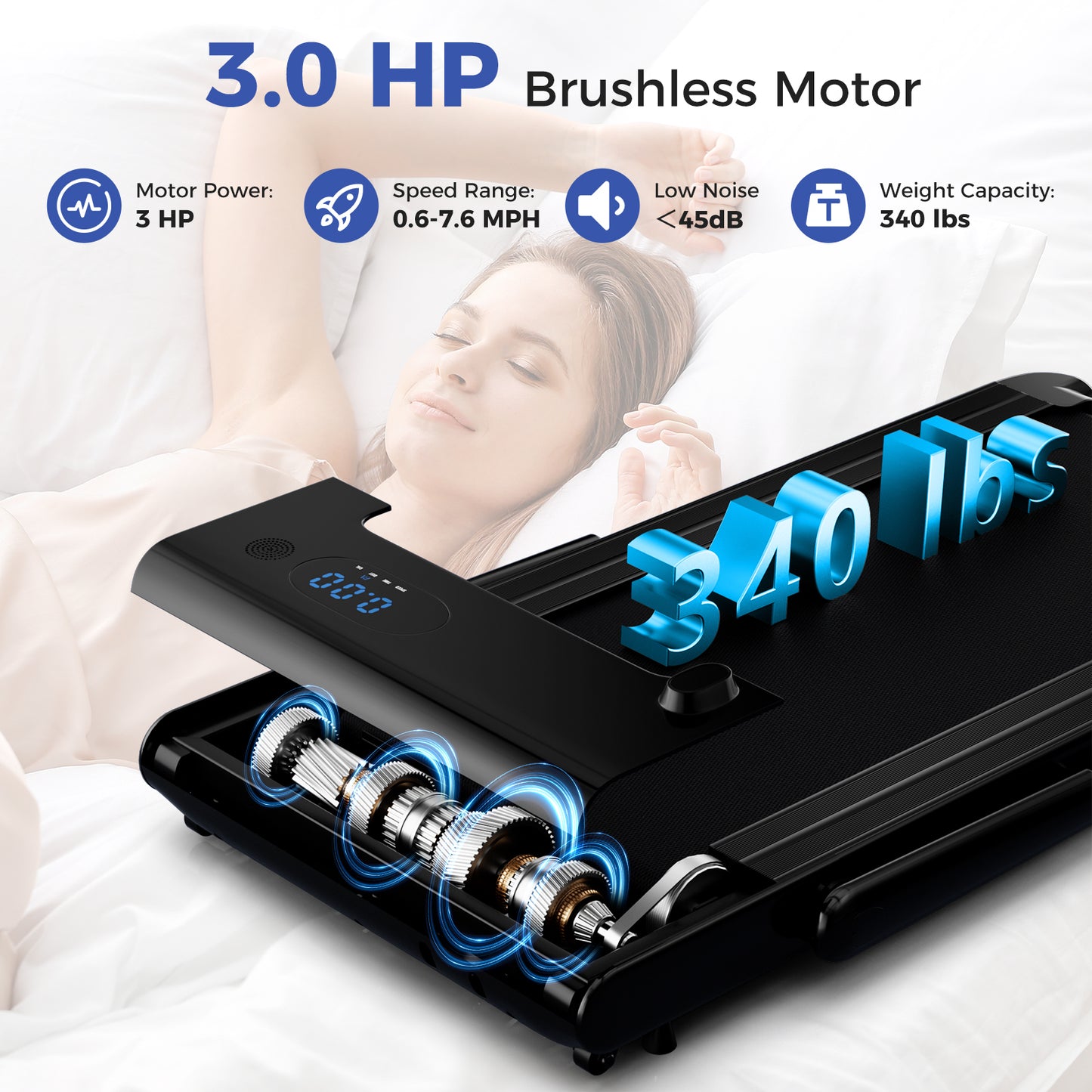 3-in-1 3HP Folding Treadmill with Smart Apps Remote Control and Speakers, Black Sports at Gallery Canada