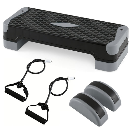 3-in-1 Aerobic Step Platform Set, 2 Stackable Risers, Balance Trainers, Gray Sport Equipments Gray at Gallery Canada
