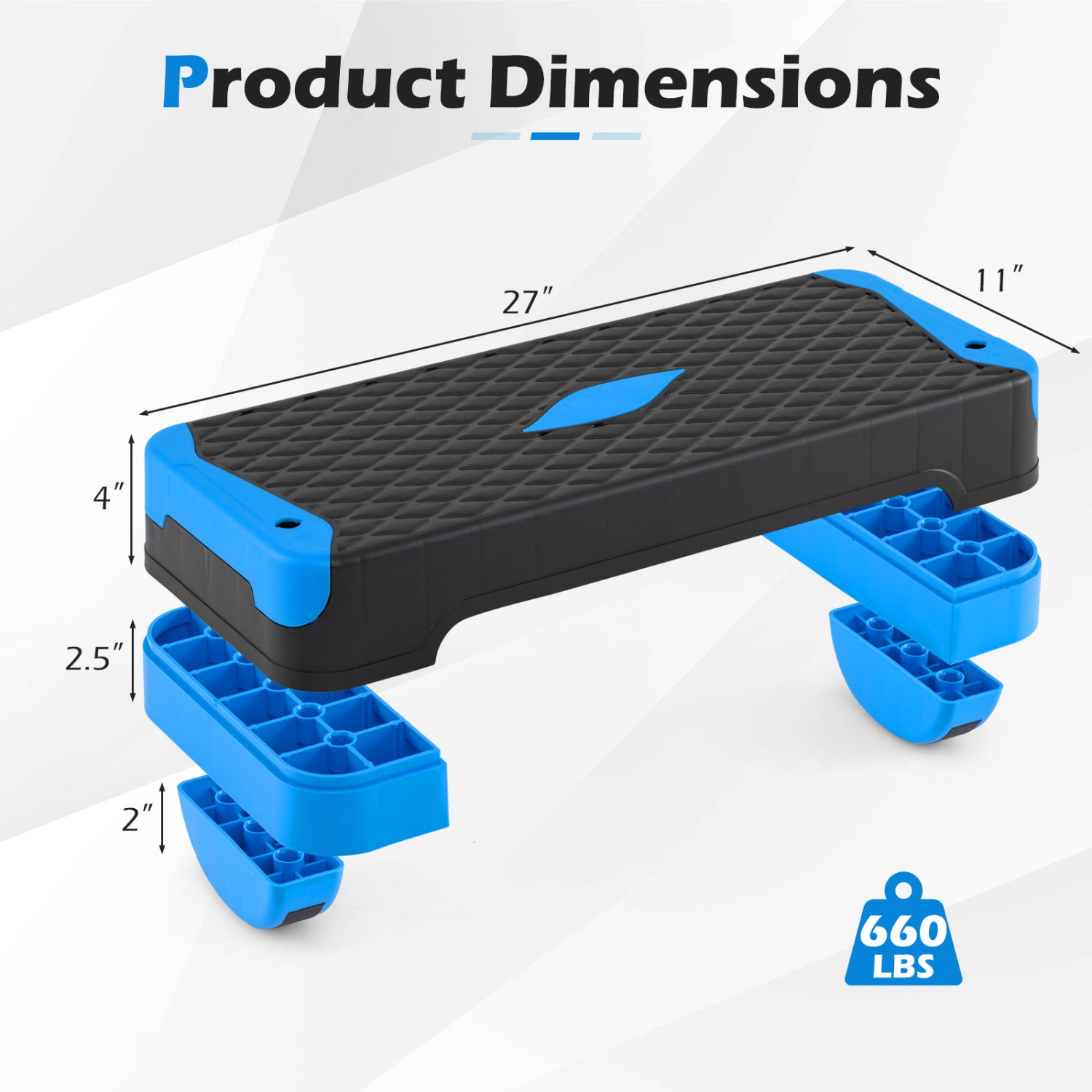 3-in-1 Aerobic Step Platform Set, 2 Stackable Risers, Balance Trainers, Blue Sport Equipments at Gallery Canada
