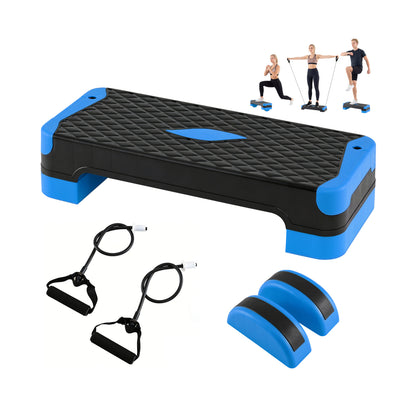 3-in-1 Aerobic Step Platform Set, 2 Stackable Risers, Balance Trainers, Blue Sport Equipments at Gallery Canada
