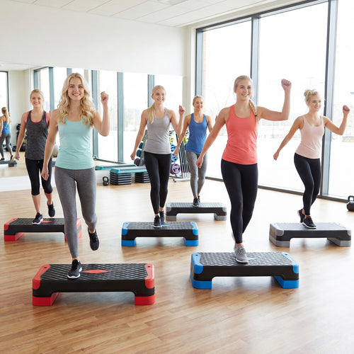 3-in-1 Aerobic Step Platform Set, 2 Stackable Risers, Balance Trainers, Gray