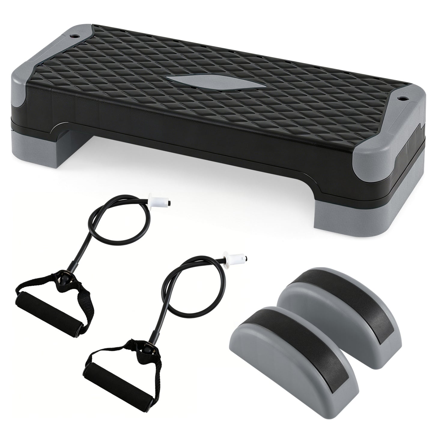 3-in-1 Aerobic Step Platform Set, 2 Stackable Risers, Balance Trainers, Gray Sport Equipments at Gallery Canada