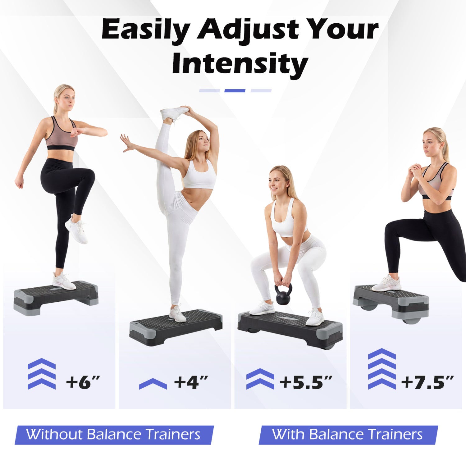 3-in-1 Aerobic Step Platform Set, 2 Stackable Risers, Balance Trainers, Gray Sport Equipments at Gallery Canada