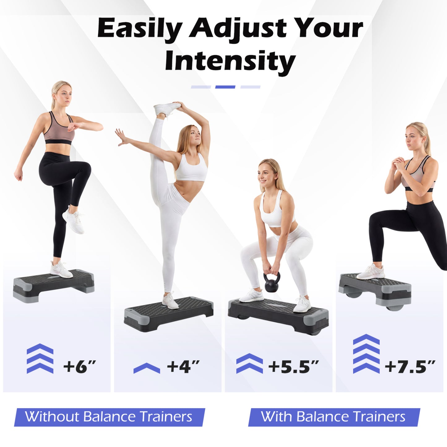 3-in-1 Aerobic Step Platform Set, 2 Stackable Risers, Balance Trainers, Gray Sport Equipments at Gallery Canada