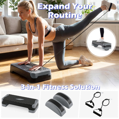 3-in-1 Aerobic Step Platform Set, 2 Stackable Risers, Balance Trainers, Gray Sport Equipments at Gallery Canada