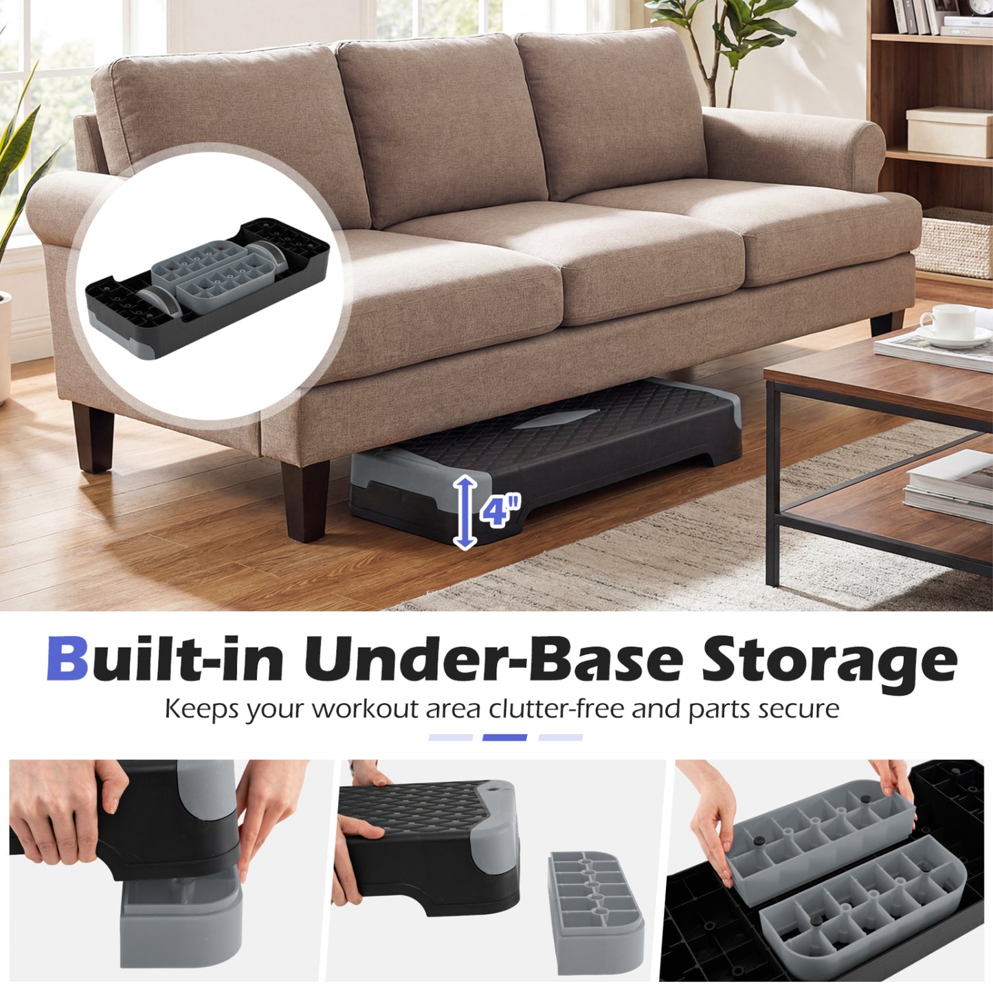 3-in-1 Aerobic Step Platform Set, 2 Stackable Risers, Balance Trainers, Gray Sport Equipments at Gallery Canada