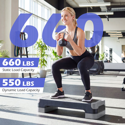 3-in-1 Aerobic Step Platform Set, 2 Stackable Risers, Balance Trainers, Gray Sport Equipments at Gallery Canada